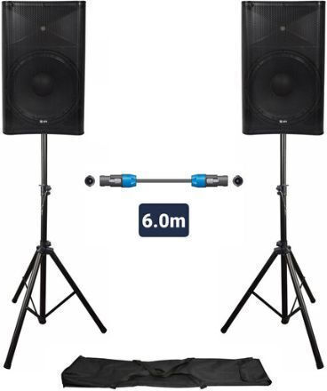 QTX Sound Quest-12-set 300.515UK Powered Pair PA Speakers 800W with Woofer 15"