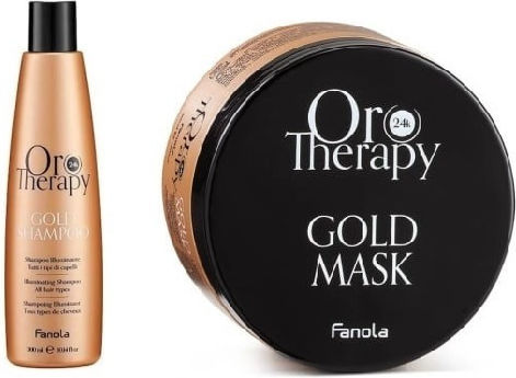 Fanola Oro Therapy 24k Gold Hair Treatment Set For Damaged Hair With Shampoo & Mask 2 Pieces