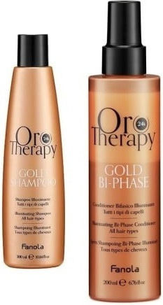 Fanola Oro Therapy 24k Gold Seturi Pentru Par Tratamente Pentru Păr Deteriorat Cu Șampon Și Balsam 2 Bucăți