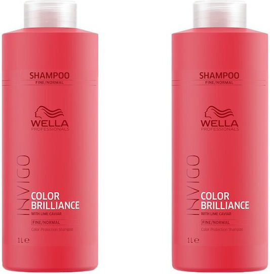 Wella Professionals Invigo Brilliance Set de îngrijire a părului pentru strălucire pentru păr normal cu Șampon 2buc