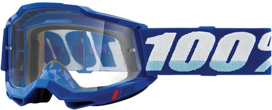 100% 100% Goggles 100% Accuri 2 Blue Transparent Anti-Fog Lens Lt 88%-92% New
