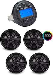 Hasda MC-100 Boat Sound System 4x with AUX / Bluetooth / USB Black