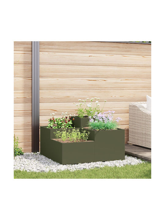 vidaXL Garden Pot Metallic Olive Color 80x80x48cm.