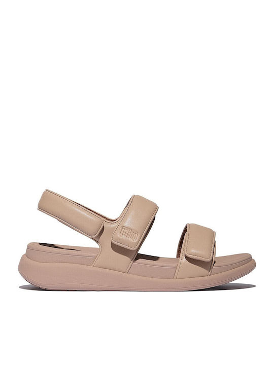 Fitflop Leather Women's Flat Sandals in Beige C...