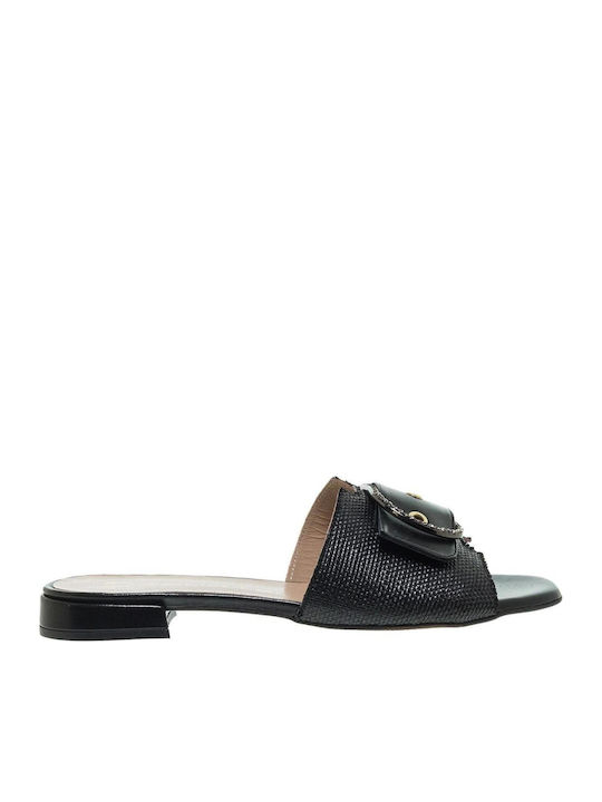Mourtzi Leder Flache Sandalen für Damen in Schw...