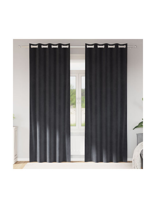 vidaXL vidaXL Verdunkelungsvorhänge mit Grommets Grau 140x225cm