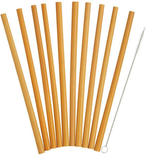 Natural Elements Reusable Bamboo Straw Set 10pcs Cleaning Brush