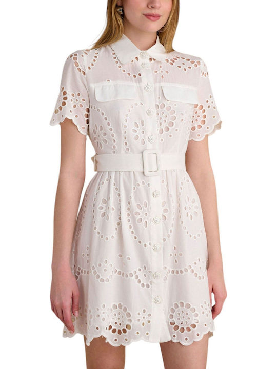 Καλοκαιρινό Mini Βραδινό Φόρεμα με Δαντέλα White