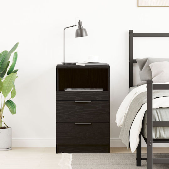 Wooden Bedside Table Black Oak 40x35x65cm
