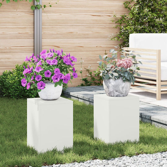 vidaXL Suport plante pentru exterior Pilon Suporturi de plante Metalice Albe 24bucx24bucx35buccm. 2buc