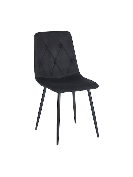 Eva Καρέκλα Τραπεζαρίας Βελούδινη Black 44x56x49εκ.