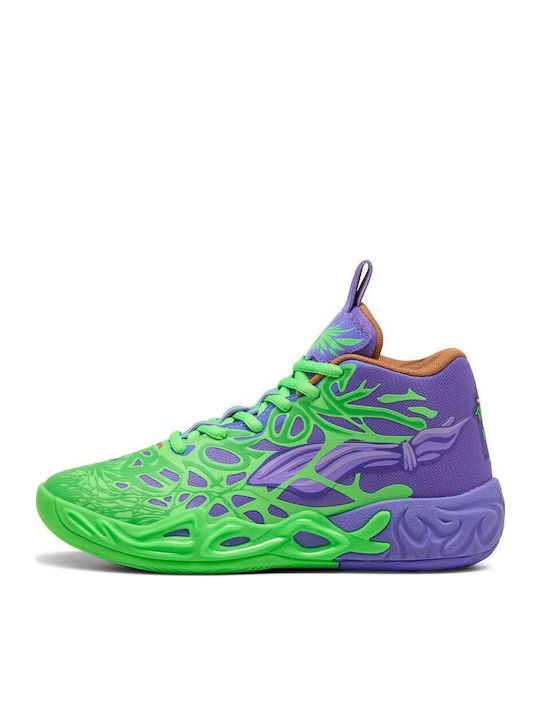 Puma Tmnt Kids Sports Shoes Basketball with Laces Green 312056-01