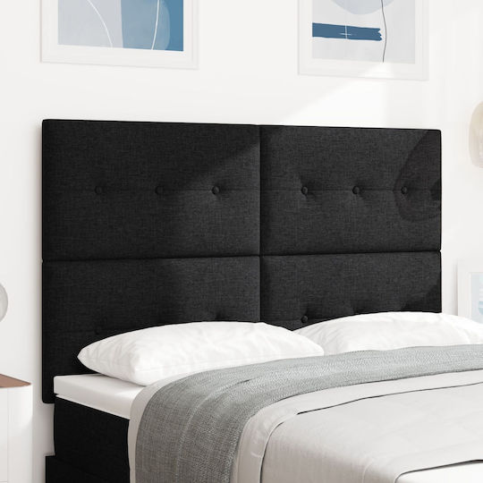 vidaXL LED Bed Headboard Fabric Black 144x128cm