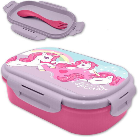 Unicorn Plastic Kids' Lunch Set Multicolour