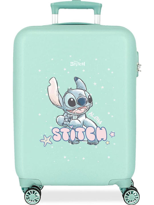 Disney Lovely Stitch Παιδική Βαλίτσα Ταξιδίου Καμπίνας Turquoise με 4 Ρόδες Ύψους 55εκ.