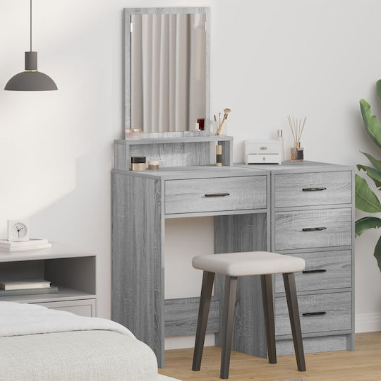 Bodenstehende Schminktisch Schlafzimmer Holz Grau mit Spiegel 50x41x140cm