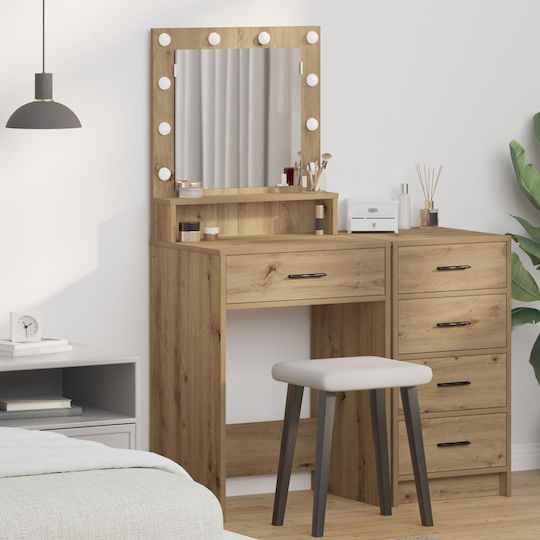 Masă De Toaletă De Podea Din Lemn Artisan Oak Cu Oglindă 79x41x135cm