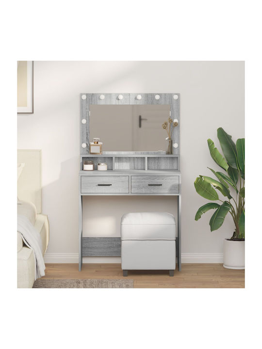 Wooden Makeup Dressing Table Grey Sonoma with M...