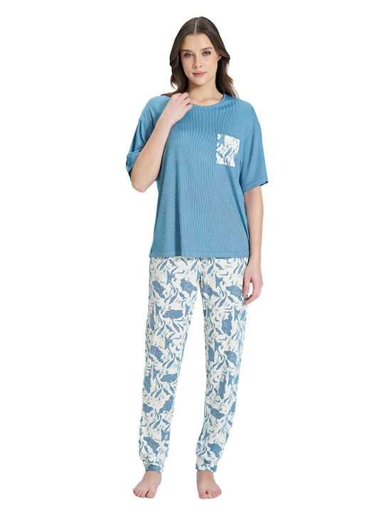 Pijadore Summer Women's Pyjama Set Blue