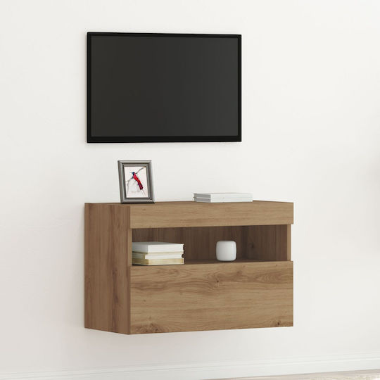 Wandmontage TV-Möbel mit LED-Beleuchtung Artisan Eiche 60x30x40 cm