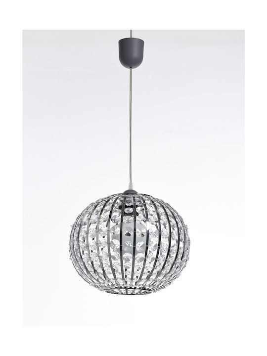 Gallis Strass Pendant Light Silver with Crystals for Socket E27 28x28cm