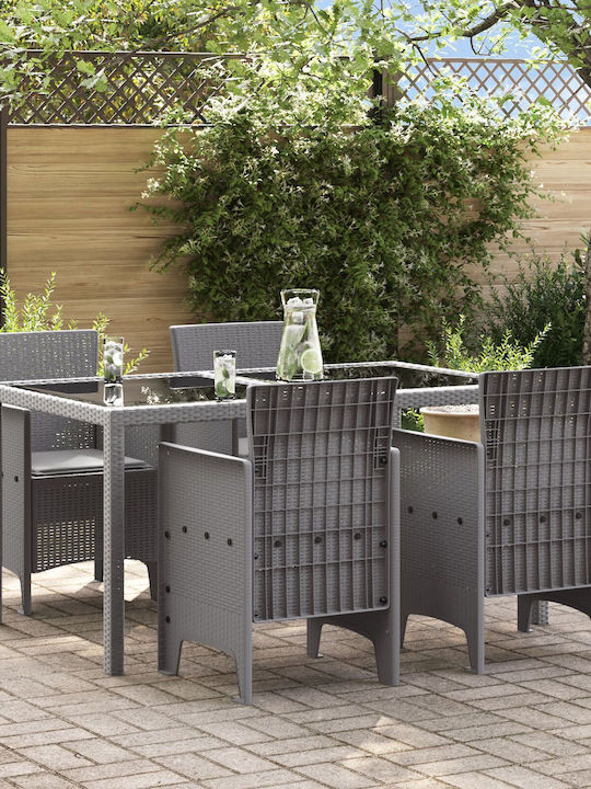 Outdoor Armchair Plastic Light Gray with Cushio...