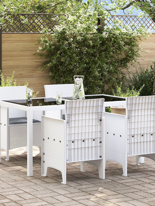 Outdoor Armchair Plastic White, Anthracite with Cushion 4pcs 53x49x85cm