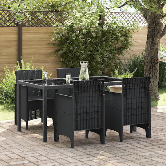 Outdoor Armchair Rattan Anthracite 4pcs 53x49x85cm