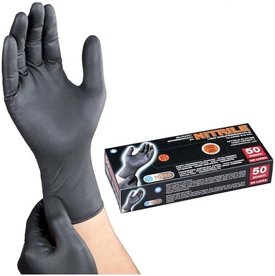 PG Hypoallergenic Gloves for Work Disposable Black Nitrile 1pcs