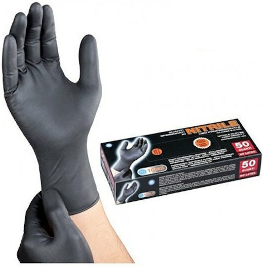 PG Gloves for Work Disposable Black Nitrile 50pcs