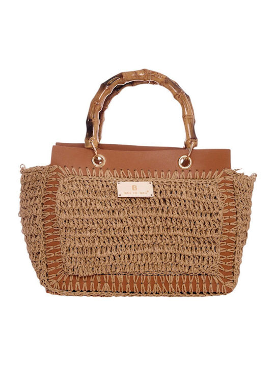 Bag to Bag Ψάθινη Τσάντα Θαλάσσης Πορτοκαλί