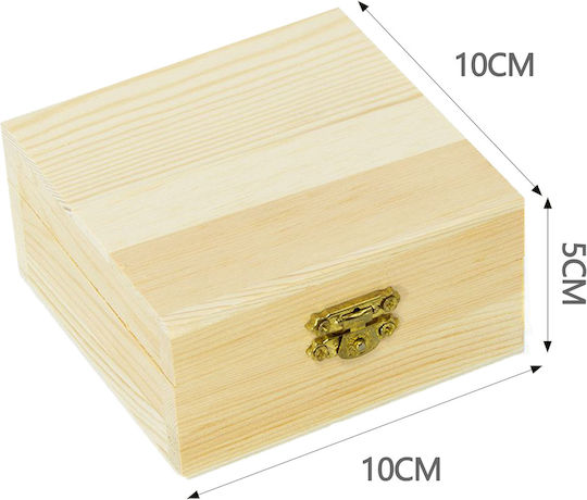 Tpster Ξύλινο Κουτί Αποθήκευσης με Καπάκι 10x10x5cm