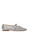 Leather Ballerinas With strap Silver