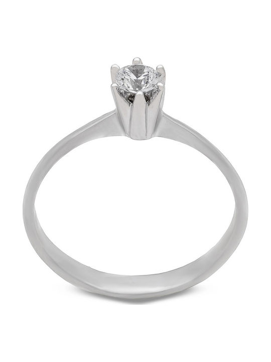 Savvas Design Μονόπετρο από Λευκόχρυσο 14K με Ζιργκόν