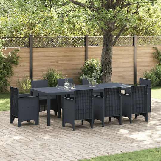 Τραπέζι Εξωτερικού Χώρου Rattan Ανθρακί 250x100x73εκ.