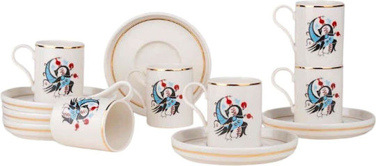 Hermia Set Căni Maro Din porțelan Multicolore 90ml 12buc