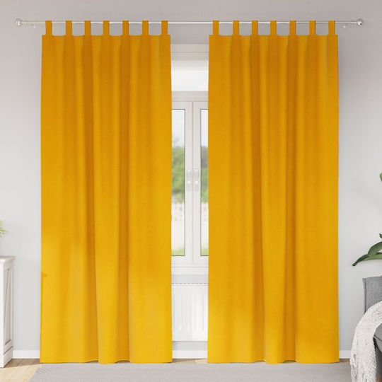 vidaXL Σετ Κουρτίνες με Τιράντες Κίτρινες 140x260εκ.