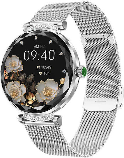 Microwear NX7 Pro Stainless Steel 38mm Smartwatch with Heart Rate Monitor (Silver Steel)