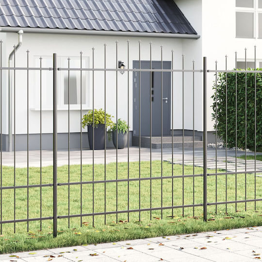vidaXL Metallische Zaunfelder mit Speeren in Grau Farbe 3 Stücke