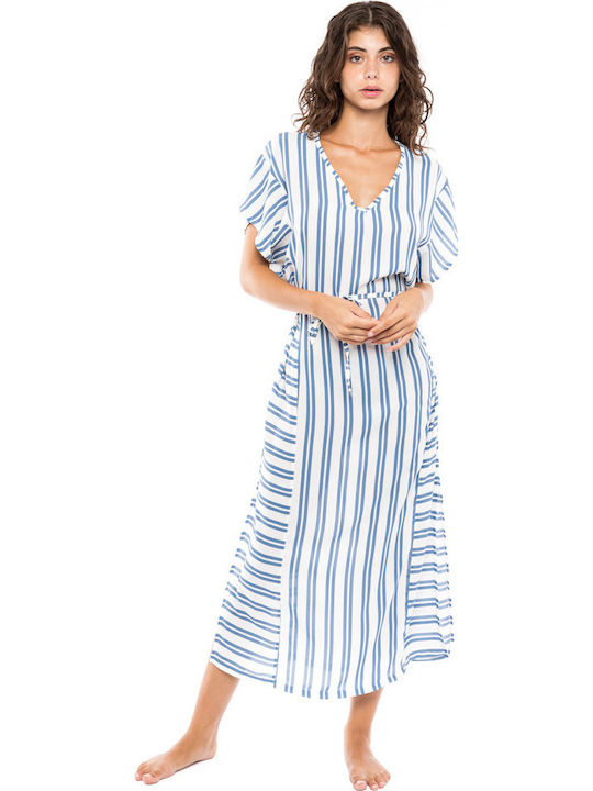 Pink Label Damen Maxi Kaftan Strand White