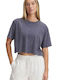 Rival Women's Crop Top Cotton Short Sleeve Gray
