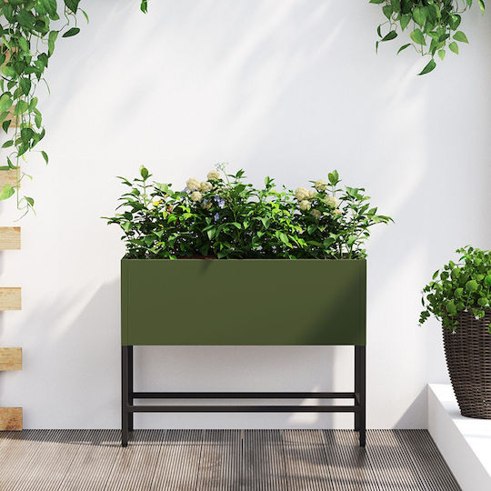 vidaXL Auto-udare Ghiveci Metal Verde 60x26x45cm.