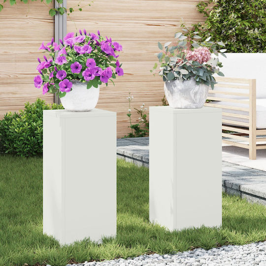 vidaXL Ανθοστήλες Μεταλλικές Λευκά 24x24x55εκ. 2τμχ