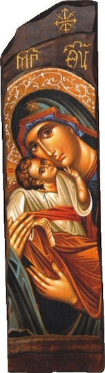 Icoană din lemn cu Fecioara Maria și Iisus Hristos N9 30x10cm