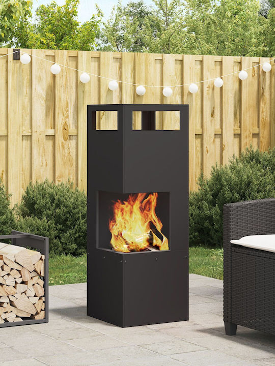 vidaXL Kamin Draußen Metallisch Schwarz 35x35x1...