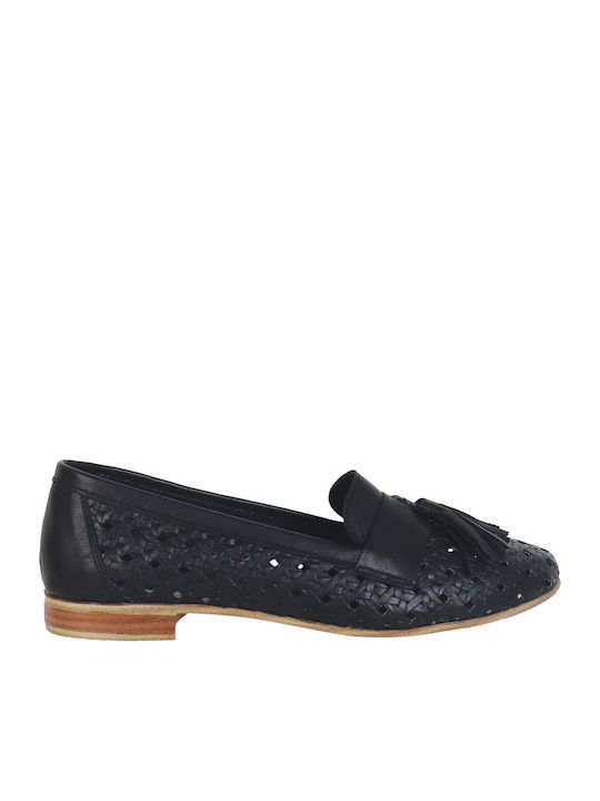 Leather Women's Moccasins in Black Color