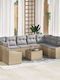 Garten- und Outdoor-Möbelsets Wohnzimmer Typsatz 10 Stück Beige mit Kissen