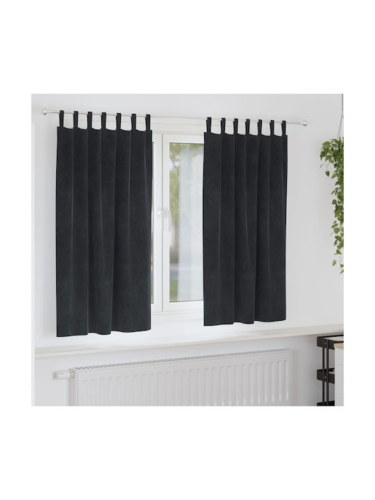 vidaXL Set Vorhänge Verdunkelung Fenster mit Bleistiftfalten Schwarze 140x175cm