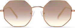 Bluesky Obira Sunglasses Ροζ Χρυσά with Metal Frame & Brown Lens