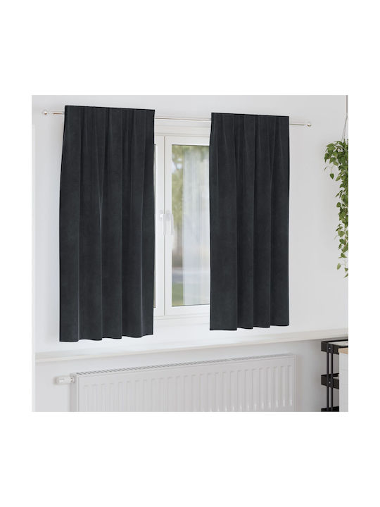 vidaXL Set Perdele Fereastra Cu Coafură Negre 140x175cm